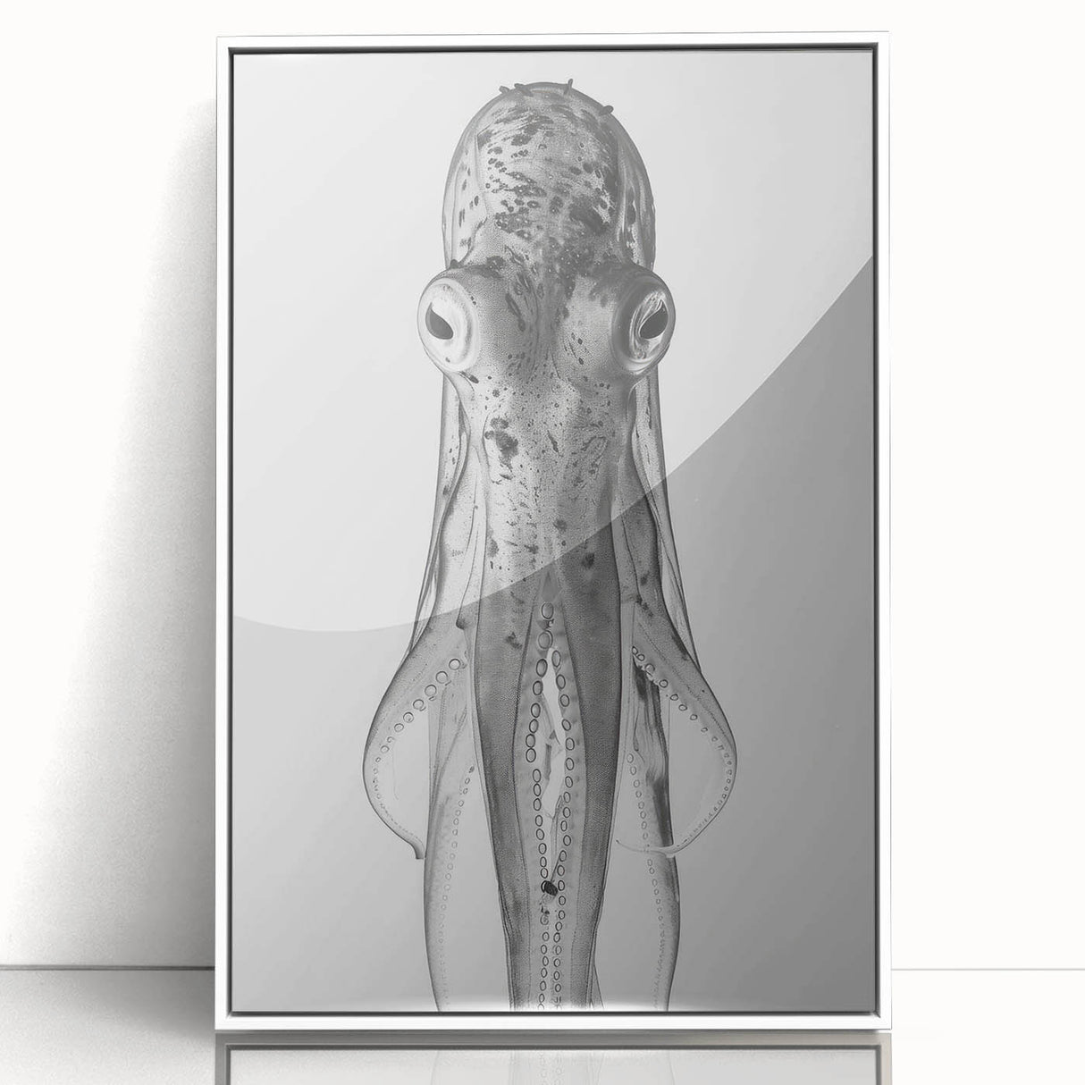 Framed wall art featuring a colorful octopus design on a white background, showcasing marine life in an artistic style, perfect for ocean-themed decor.
