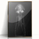 Framed wall art featuring a vibrant octopus design in acrylic with a gold frame, showcasing intricate marine life details and colorful hues, perfect for ocean-themed decor.
