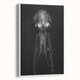Framed wall art showcasing a vibrant octopus design on canvas, featuring intricate marine life details and a sleek white frame, ideal for ocean-themed decor.