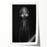 Colorful octopus design wall art print showcasing intricate marine life details, rolled for easy framing, perfect for ocean-themed decor enthusiasts.