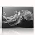 Framed acrylic wall art featuring a vibrant octopus design in shades of blue and green, perfect for marine life enthusiasts and modern decor.