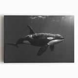 Vibrant stretched canvas wall art featuring a stunning orca design, showcasing intricate marine life details and bold colors, perfect for ocean-themed decor.