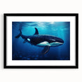 Framed wall art collection showcasing a striking orca design, featuring a black mat and sleek black frame, perfect for marine life decor enthusiasts.