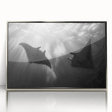 Framed acrylic wall art featuring a stunning marine life ray design, showcasing vibrant colors and intricate details, ideal for ocean-themed decor.