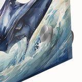Close-up of a vibrant acrylic wall art piece featuring a detailed marine life ray design, showcasing intricate textures and colors, perfect for ocean-themed decor.