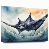 Stunning acrylic wall art collection showcasing a vibrant marine life ray design, viewed from the side, featuring rich colors and intricate details, perfect for ocean-themed home decor.