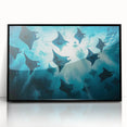 Framed wall art showcasing a stunning marine life ray design, featuring intricate details with a black frame, perfect for ocean-themed decor.