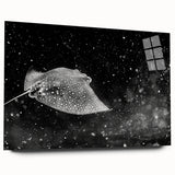 Vibrant acrylic wall art showcasing a marine life ray design, displayed side view without pins, featuring detailed colors and textures perfect for ocean-themed decor.