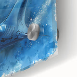 Close-up of a marine life wall art piece showcasing a vibrant ray design, featuring intricate details and vivid colors on a sleek acrylic glass surface, perfect for ocean-themed decor.