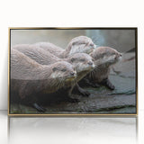 Framed wall art showcasing a vibrant sea otter design, featuring gold accents and a sleek acrylic front, ideal for marine life enthusiasts and home decor.