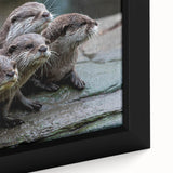 Close-up of a framed canvas wall art featuring a playful sea otter design, showcasing vibrant colors and intricate details, perfect for marine life enthusiasts.