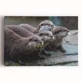 Colorful stretched canvas wall art featuring a playful sea otter design, showcasing vibrant marine life elements on a textured surface, ideal for ocean-themed decor.