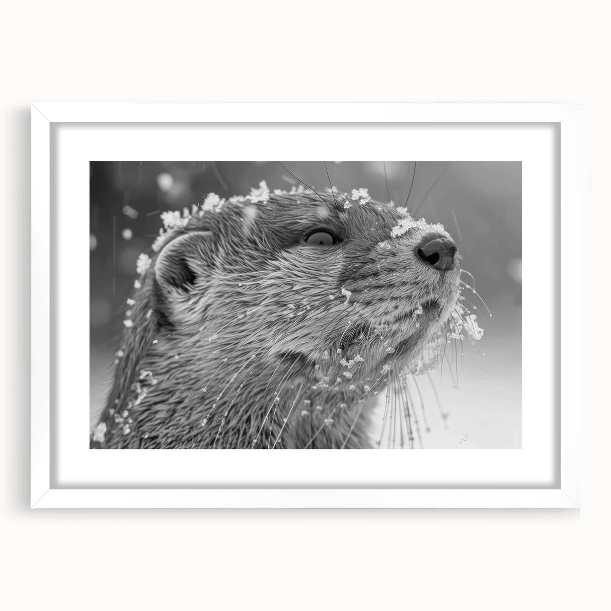 Framed wall art featuring a charming sea otter design, showcasing vibrant marine life colors against a white mat, ideal for ocean-themed decor.