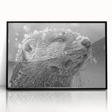 Framed wall art showcasing a vibrant sea otter design, with acrylic glass, black frame, and a modern aesthetic, perfect for marine life enthusiasts.