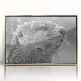 Framed wall art featuring a vibrant marine life design with a playful sea otter, presented in a gold-accented frame, ideal for ocean-themed decor.