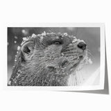 Vibrant wall art print featuring a playful sea otter swimming among colorful marine life, designed to enhance coastal-themed decor with its cheerful colors and intricate details.