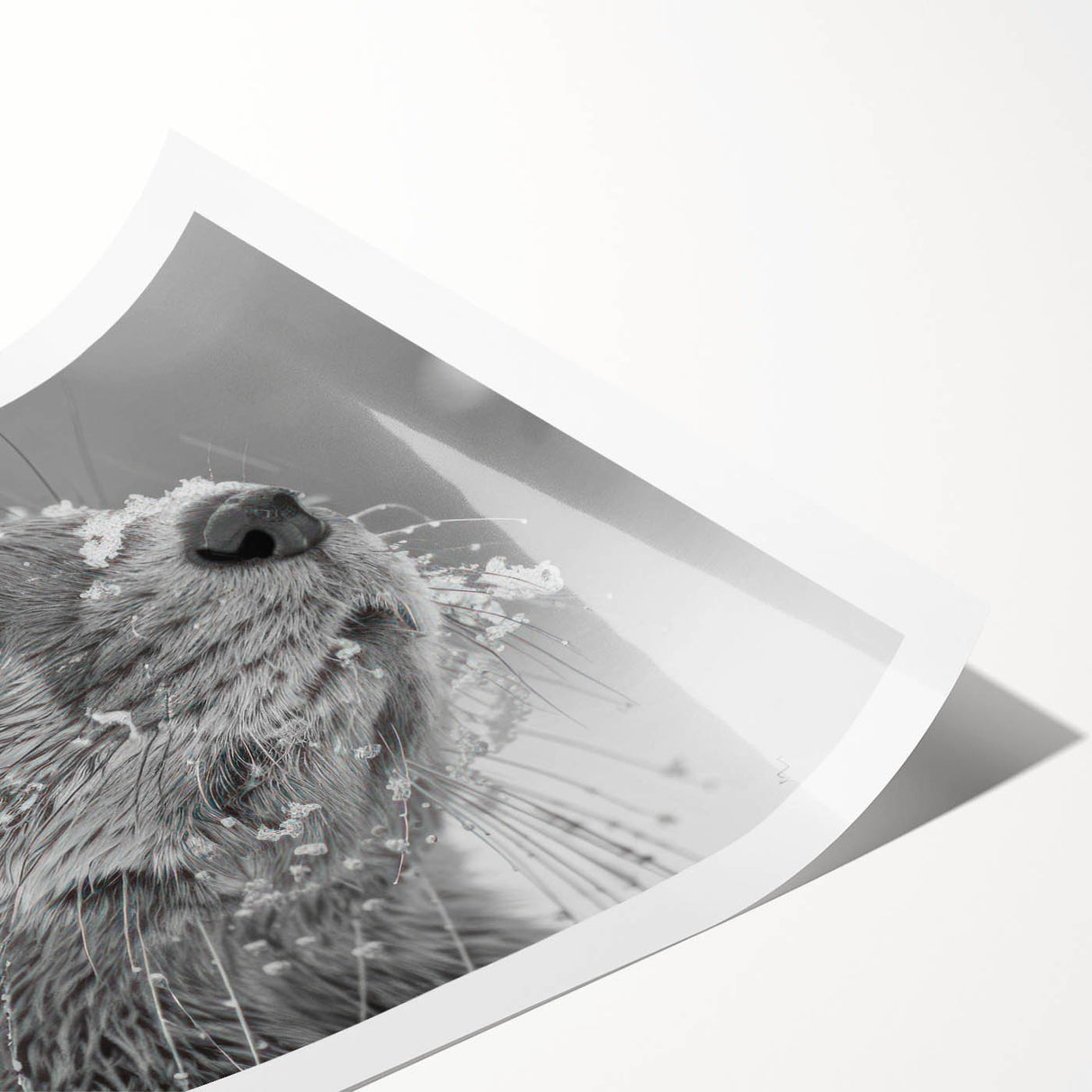 Vibrant wall art print showcasing a playful sea otter surrounded by marine life, perfect for ocean-themed decor, rolled and ready for framing.