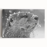 Stretched canvas wall art featuring a vibrant sea otter design, showcasing marine life in rich colors against a textured background, ideal for ocean-themed decor.