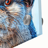 Close-up of a vibrant marine life wall art piece featuring a playful sea otter design, printed on acrylic glass, showcasing vivid colors and intricate details perfect for ocean-themed decor.