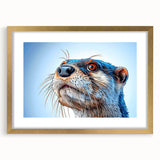 Framed wall art featuring a charming sea otter design, showcasing vibrant marine life in a gold frame with a mat, perfect for ocean-themed decor.