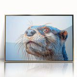 Framed wall art featuring a vibrant sea otter design in a marine life theme, with a sleek gold acrylic front, perfect for ocean-inspired decor.
