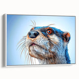 Framed canvas wall art showcasing a whimsical sea otter design, featuring vibrant colors and intricate details, ideal for marine life enthusiasts and home decor.
