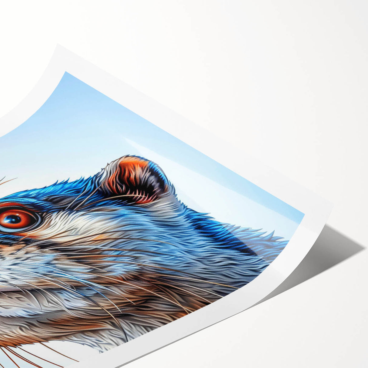 Vibrant rolled print showcasing a playful sea otter swimming amidst colorful marine life, perfect for ocean-themed decor and nature lovers' wall art collections.