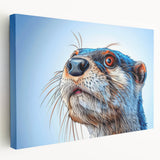 Stretched canvas wall art featuring a playful sea otter design, showcasing vibrant colors and intricate details, perfect for marine life decor enthusiasts.