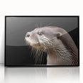 Framed wall art featuring a vibrant sea otter design, showcasing marine life in rich colors with a sleek black frame, perfect for ocean-themed decor.