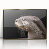 Framed wall art featuring a vibrant sea otter design in a gold-acrylic frame, showcasing marine life in a playful underwater scene. Ideal for ocean-themed decor.