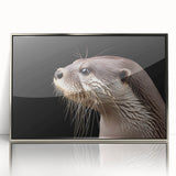 Framed wall art showcasing a marine life design featuring a playful sea otter, set in a sleek silver frame with acrylic front, perfect for ocean-themed decor.