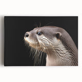Sea otter-themed wall art design displayed on stretched canvas, showcasing vibrant colors and intricate marine life details, perfect for ocean-inspired decor.