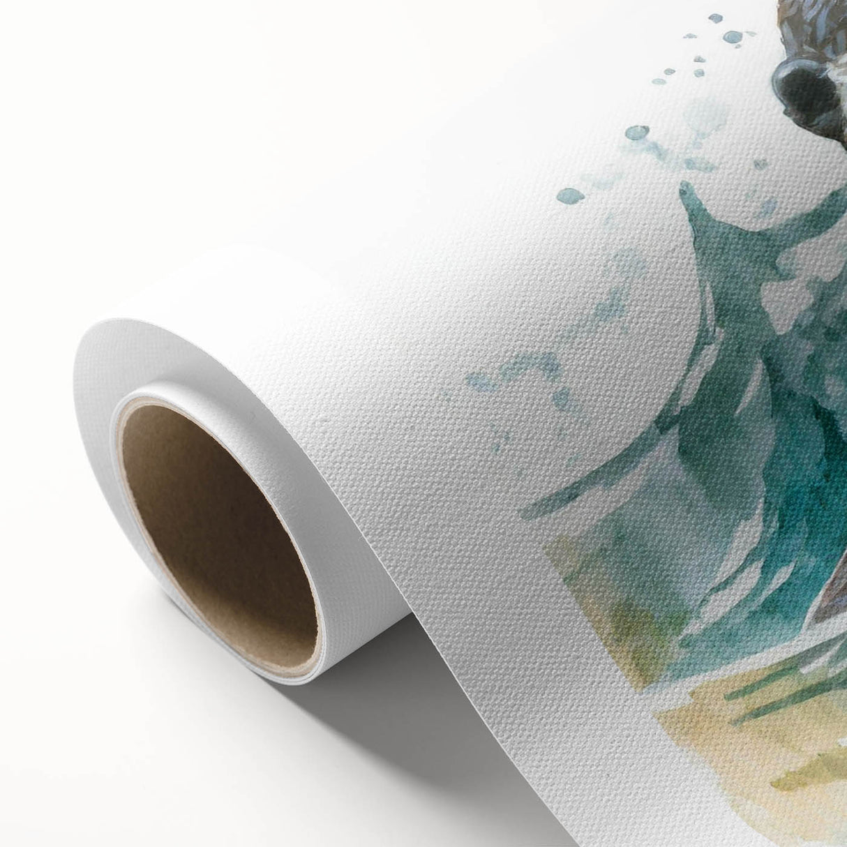 Vibrant rolled canvas wall art featuring an adorable sea otter design, showcasing rich colors and intricate details, perfect for marine life enthusiasts.