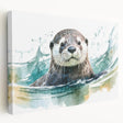 Stretched canvas wall art showcasing a charming sea otter design, featuring vibrant colors and detailed textures, perfect for marine life enthusiasts' decor.