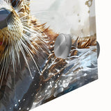 Close-up of a vibrant marine life wall art design showcasing a playful sea otter, featuring rich colors and intricate details, perfect for ocean-themed decor.