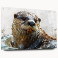 Vibrant acrylic glass wall art featuring a playful sea otter design, showcasing marine life in rich colors; ideal for ocean-themed decor and nature lovers.