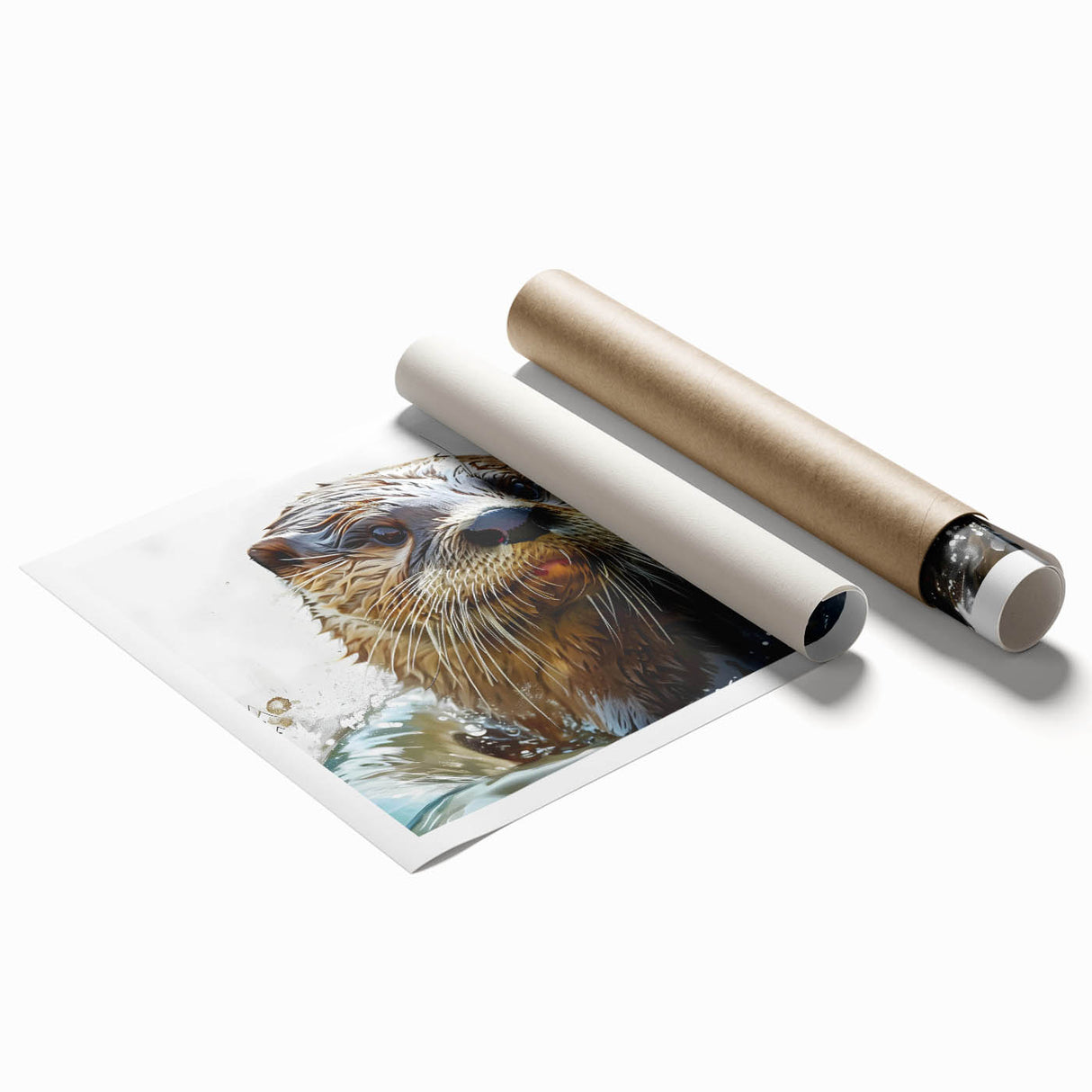 Vibrant wall art print featuring a playful sea otter surrounded by marine life, showcasing colorful underwater elements, ideal for ocean-themed decor.