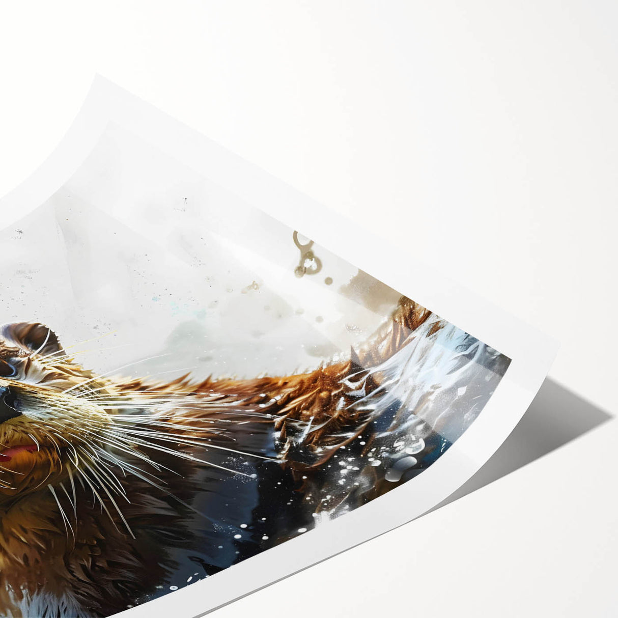 Rolled print showcasing a vibrant sea otter design, featuring detailed marine life illustrations, perfect for ocean-themed decor or wildlife enthusiasts.