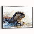 Framed canvas wall art showcasing a playful sea otter design, featuring vibrant colors and intricate details, perfect for marine life enthusiasts.