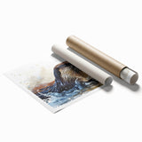 Vibrant wall art print showcasing a playful sea otter surrounded by marine life, rolled for easy display and shipping, perfect for ocean-themed decor enthusiasts.