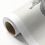 Colorful seahorse wall art design on rolled canvas, showcasing intricate marine life details, perfect for coastal-themed home decor. Packaged securely in a cardboard tube.