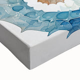 Close-up of a vibrant marine life seahorse design on stretched canvas, showcasing intricate details and textures, perfect for ocean-themed decor in homes or offices.