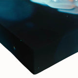 Close-up of a vibrant stretched canvas wall art piece showcasing a detailed marine life seahorse design, featuring intricate textures and bright colors, perfect for ocean-themed decor.