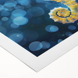 Vibrant rolled canvas wall art depicting a colorful seahorse design, showcasing intricate marine life details, perfect for ocean-themed decor.