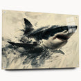 Acrylic wall art collection showcasing a vibrant marine life shark design, displayed from a side view with pins for easy hanging, perfect for ocean-themed decor.