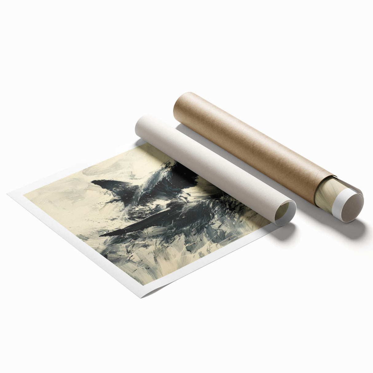 Vibrant, rolled wall art print showcasing a detailed marine life shark design with a dynamic underwater scene, ideal for ocean-themed decor and conservation awareness.