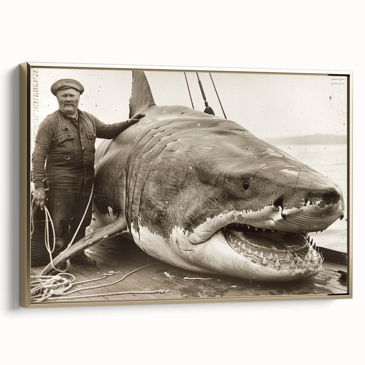 Framed wall art featuring a stunning shark design in marine life theme, showcasing vibrant colors and intricate details, perfect for ocean enthusiasts.