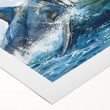 Colorful rolled canvas wall art depicting a stunning marine life shark design, showcasing intricate details and vibrant hues, perfect for ocean-themed decor.