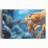 Vibrant marine life-themed wall art featuring a detailed shrimp design on stretched canvas, ideal for ocean-inspired decor. Perfect for enhancing living spaces.