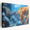 Vibrant marine life wall art featuring a detailed shrimp design on stretched canvas, showcasing rich colors and textures, perfect for ocean-themed decor.